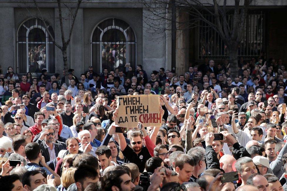 Protesters in Belgrade, Serbia. Photo: 17 March 2019