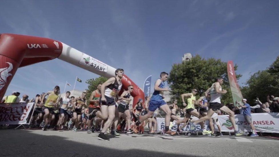 Runners at Swansea Half Marathon