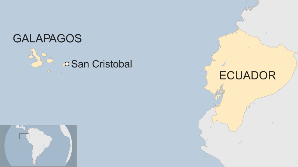 Map of San Cristobal in Galapagos in Ecuador