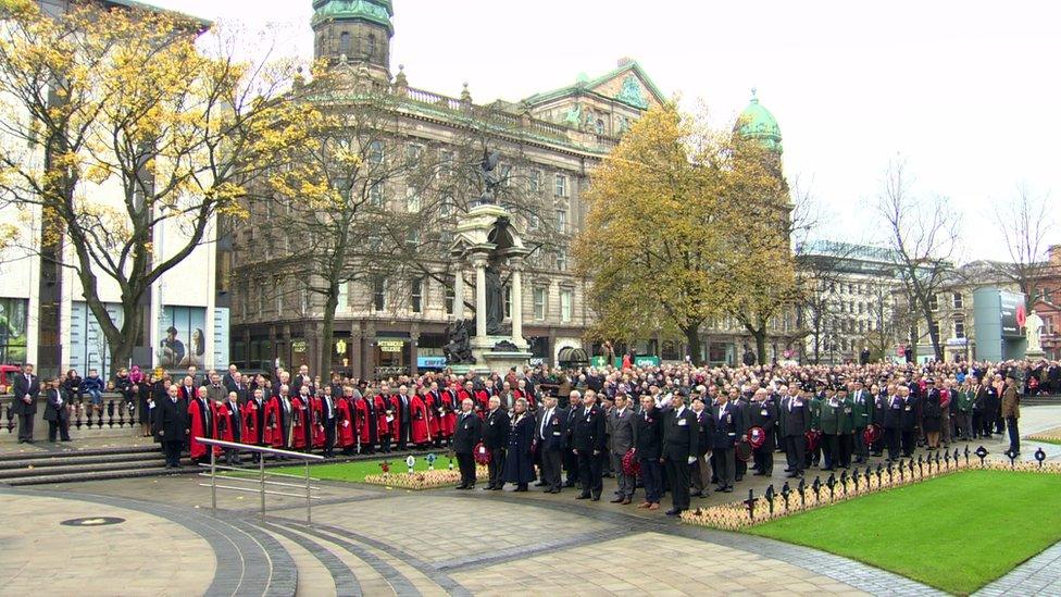 A solemn ceremony was held at the Cenotaph at Belfast City Hall