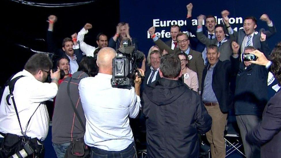 A cheer for the cameras: the NI Leave campaign celebrates