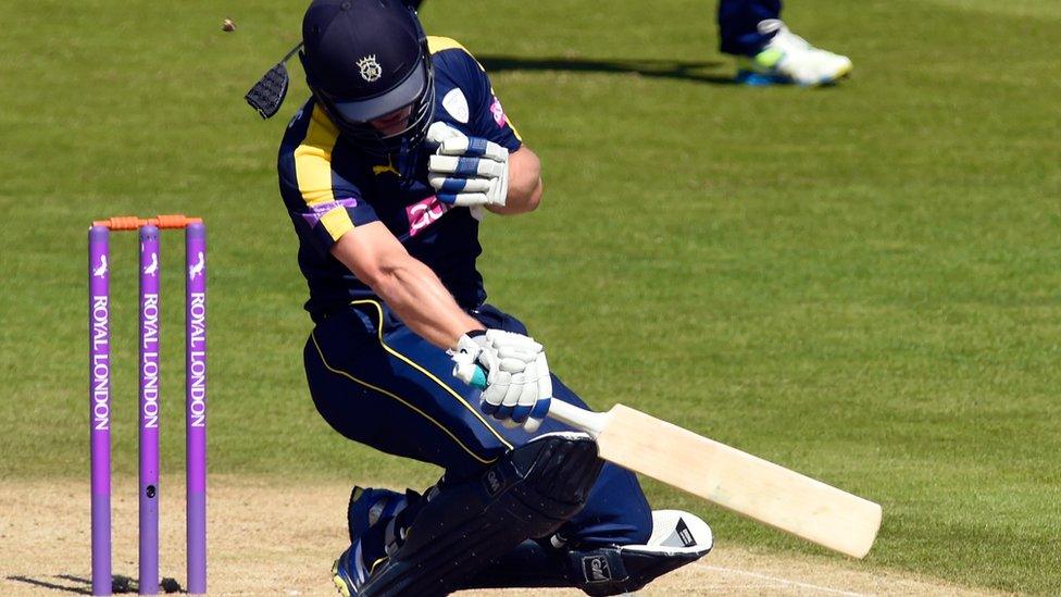 Jimmy Adams struck on helmet at Cardiff