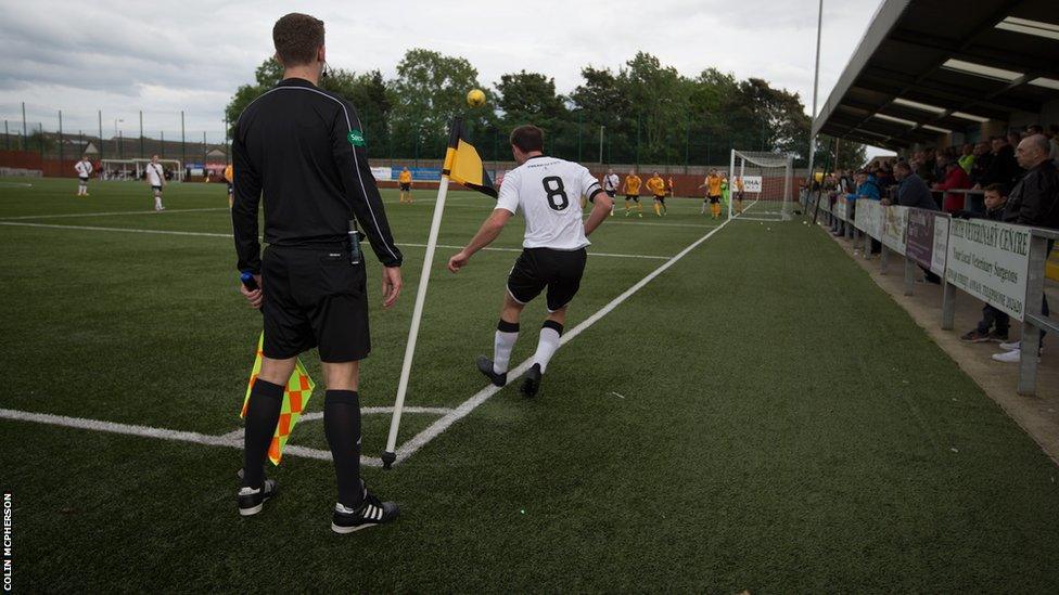 Dougie Gair takes a corner for Edinburgh City