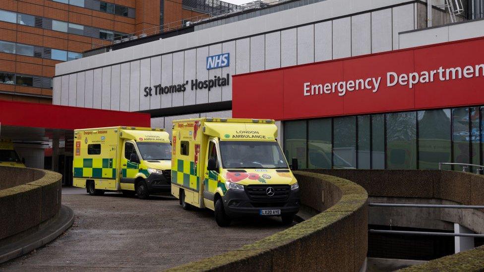 Ambulances at St Thomas' hospital, London