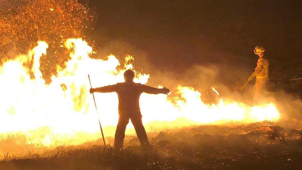 Firefighters battling wildfire