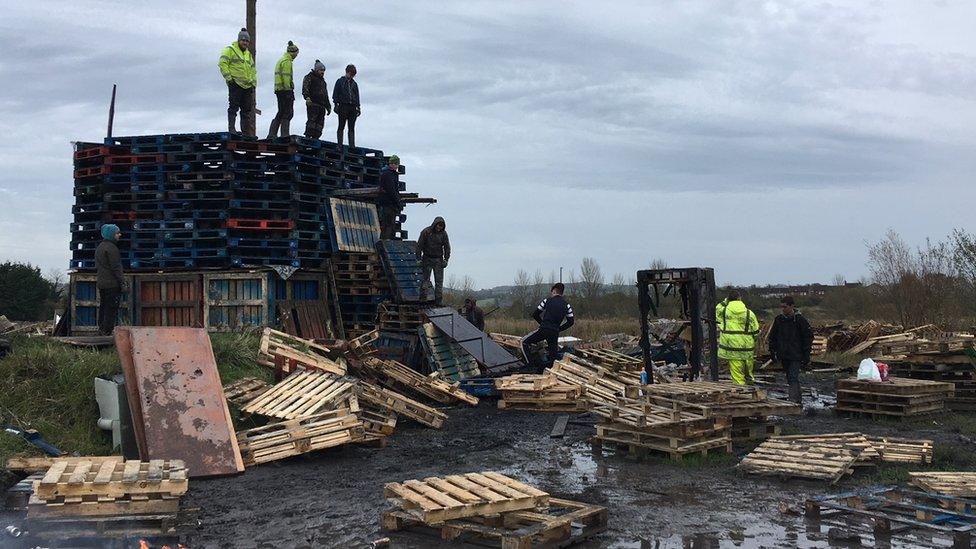 Kilmacormick bonfire builders at work