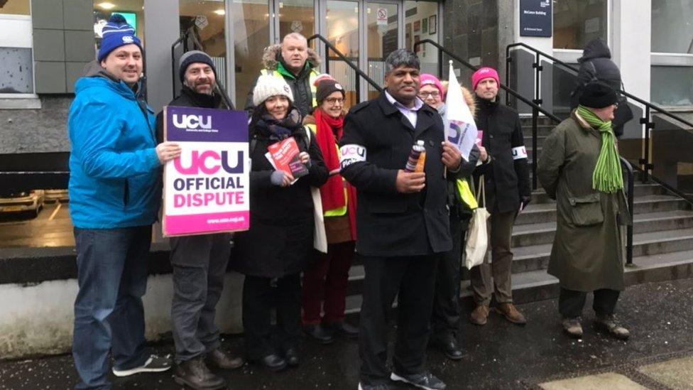 Striking staff at Strathclyde University