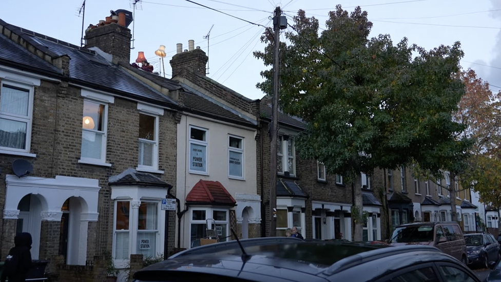 'Power Station' posters in windows on Lynmouthh Road, where Dan and Hilary live