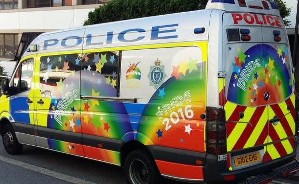 Sussex Police van decorated for Pride