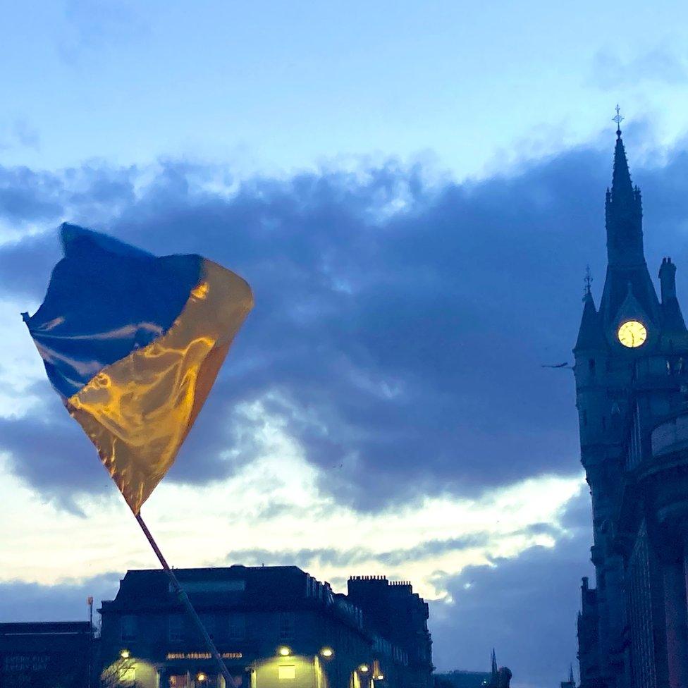 Flag of Ukraine in Aberdeen