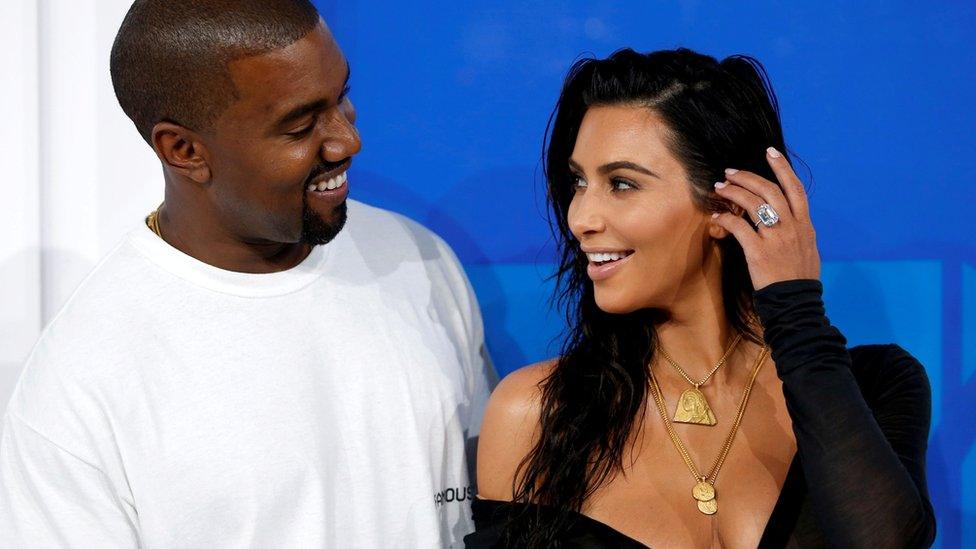 Kim Kardashian and Kanye West arrive at the 2016 MTV Video Music Awards in New York