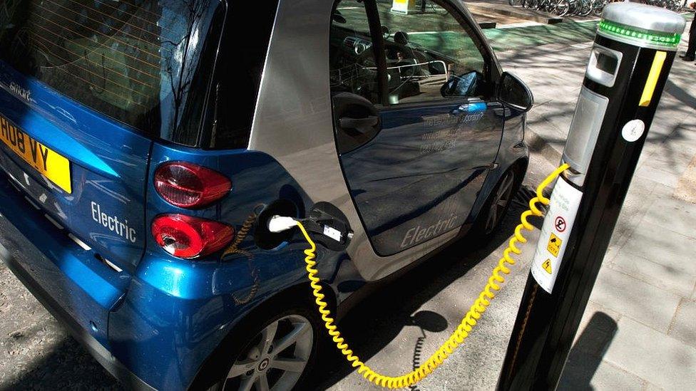 Electric car at charging point