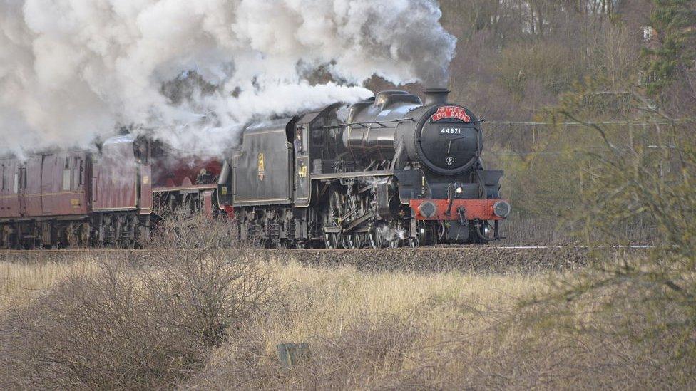 Steam train running in Chinley in 2016