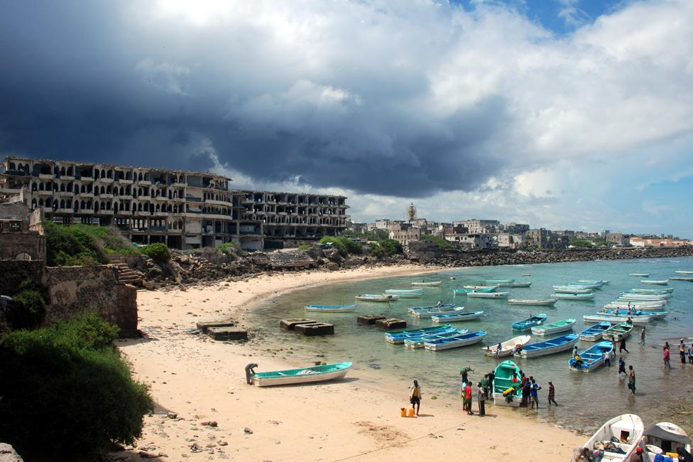 Fishermen on the beach in Mogadishu