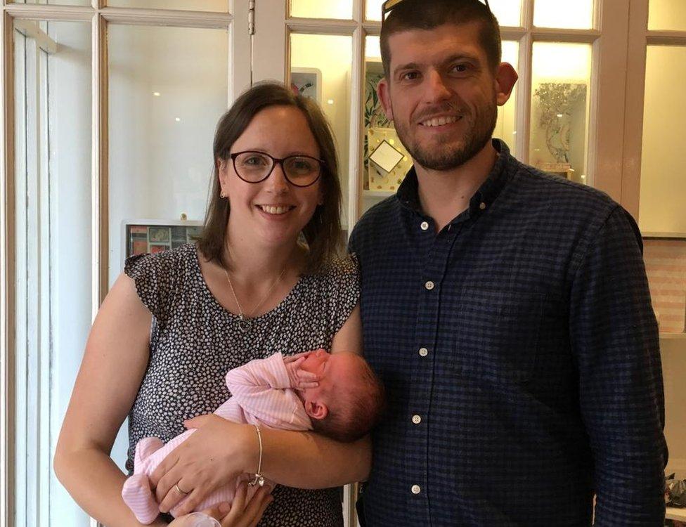 Sarah and Adam Wright with baby Everleigh