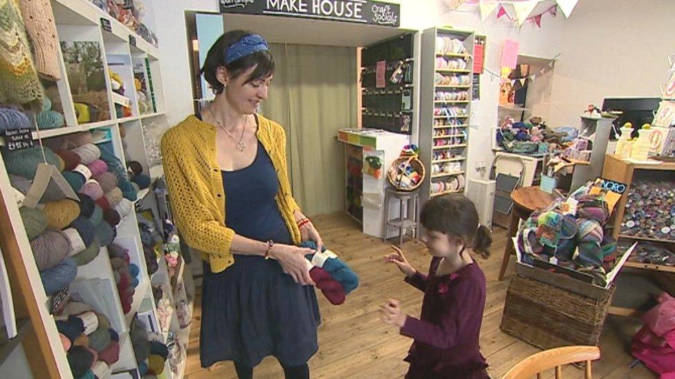 Ginevra Croft with daughter at Wool Croft in Abergavenny, Monmouthshire