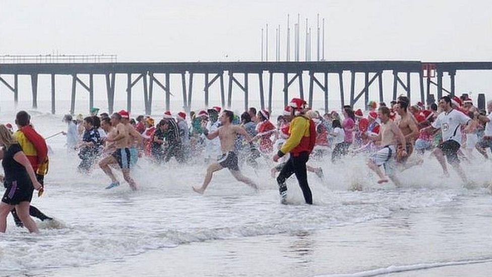 Christmas Day swim at Lowestoft