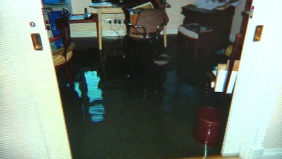 A home flooded after a burst water pipe in Nottinghamshire