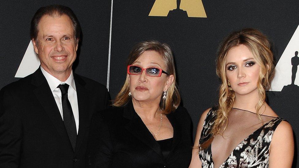 Todd Fisher, Carrie Fisher and Billie Lourd attend the 7th annual Governors Awards at The Ray Dolby Ballroom at Hollywood & Highland Center on November 14, 2015 in Hollywood