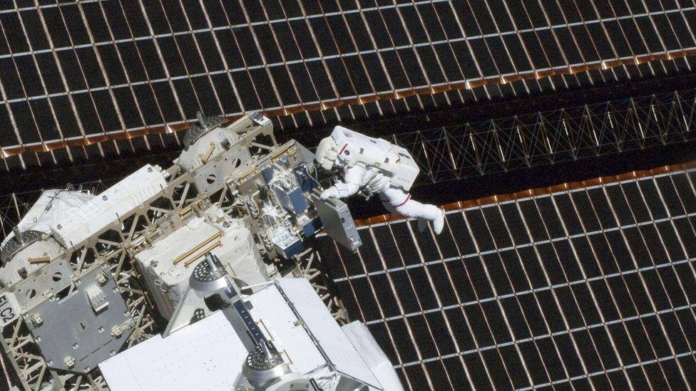 An astronaut making a spacewalk around the ISS