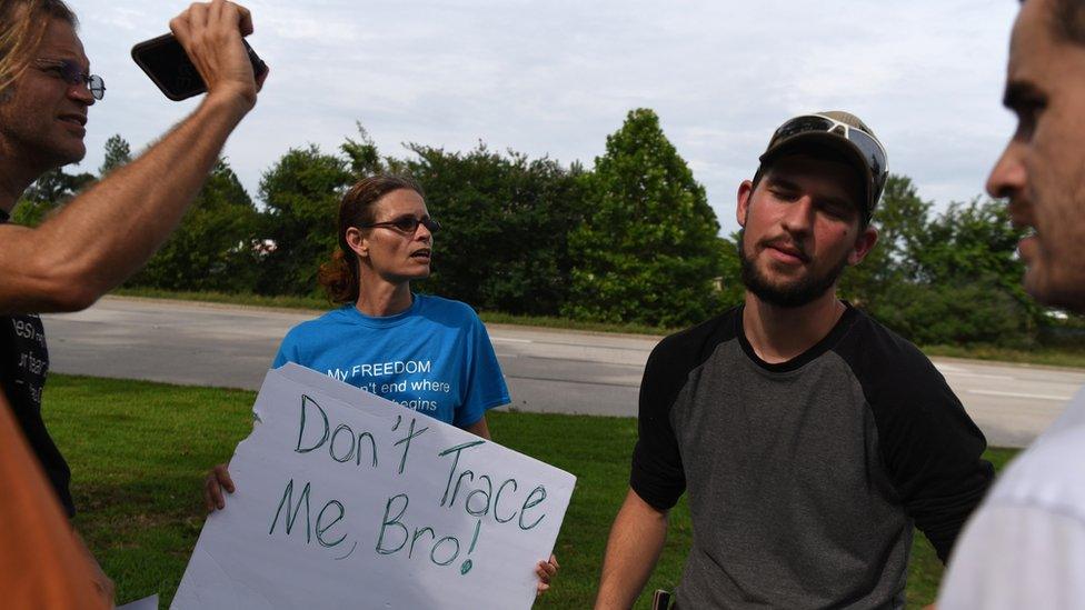 Activists in Conroe, Texas, protested against contact tracing programmes