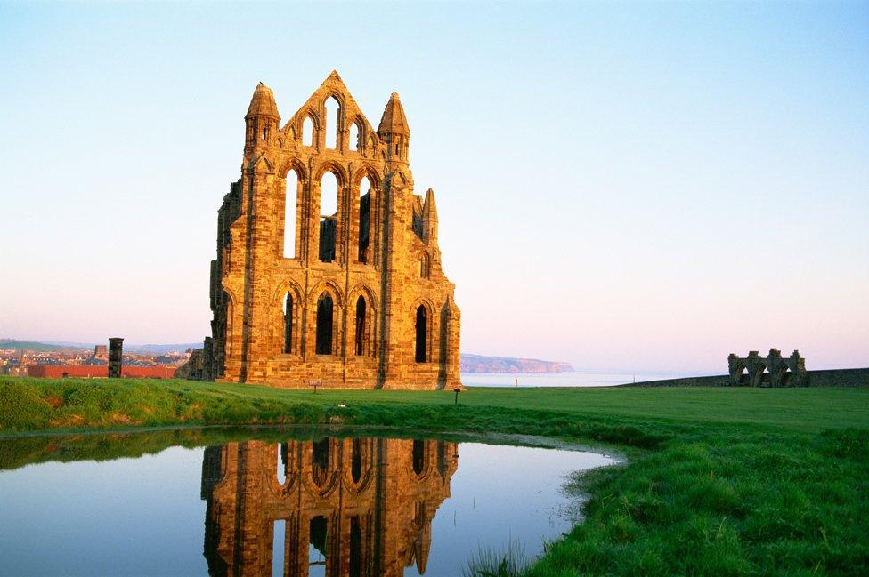 Whitby Abbey as reflected in water