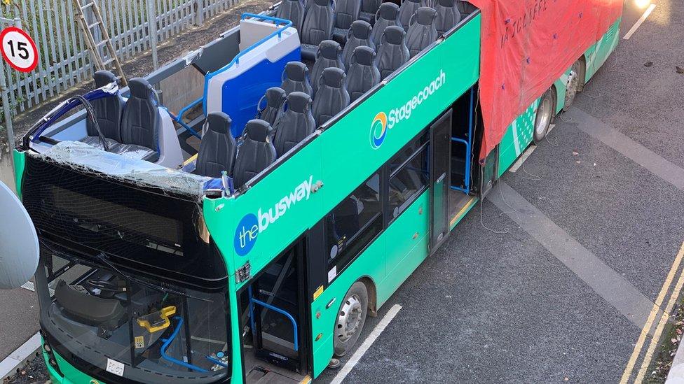 Stagecoach bus crash in Cambridge