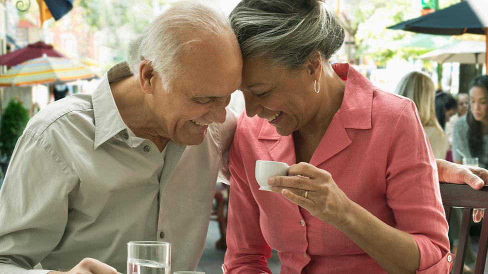 Older people sharing an intimate moment