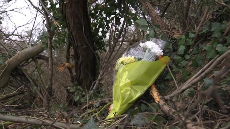 Flowers at crash scene