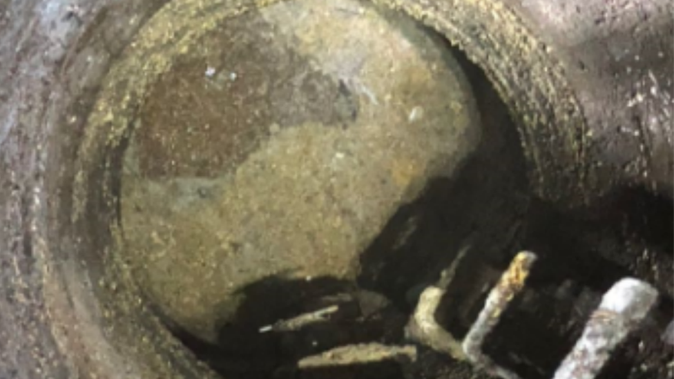 The monster 'fatberg' has built up in a sewer in Sidbury Road in Worcester