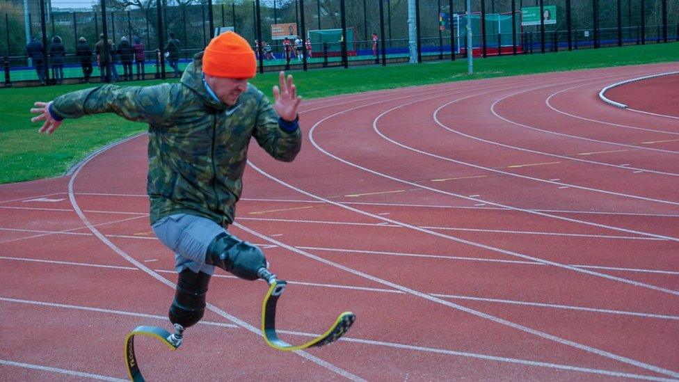 Shaun Whiter running on blades