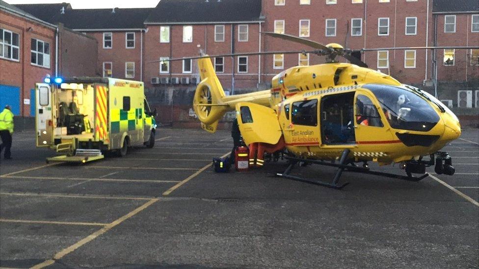 The East Anglian Air Ambulance taking the boy to hospital