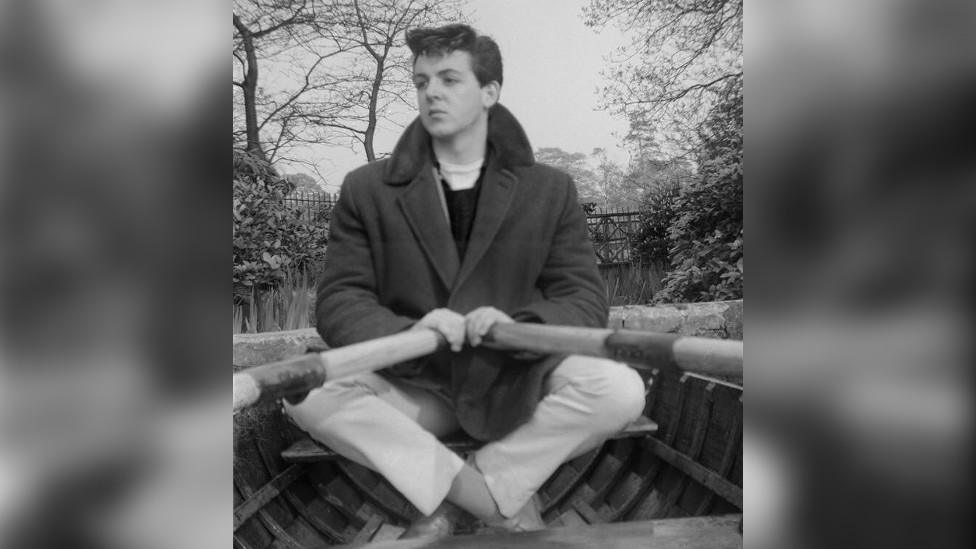 Paul McCartney on Sefton Park Boating lake circa 1961