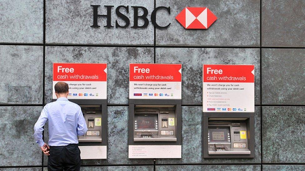 A general view of HSBC cash machines