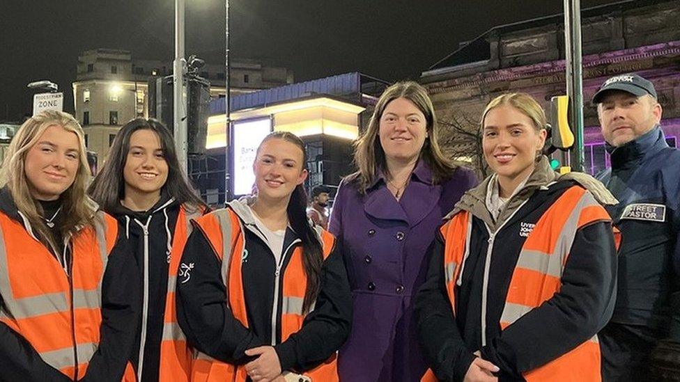 Left to right: Aimee McGee, Joanna Rodrigues, Amber Whiteside, Emily Spurrell - Merseyside PCC,Georgia Lindsay and Mark Latham