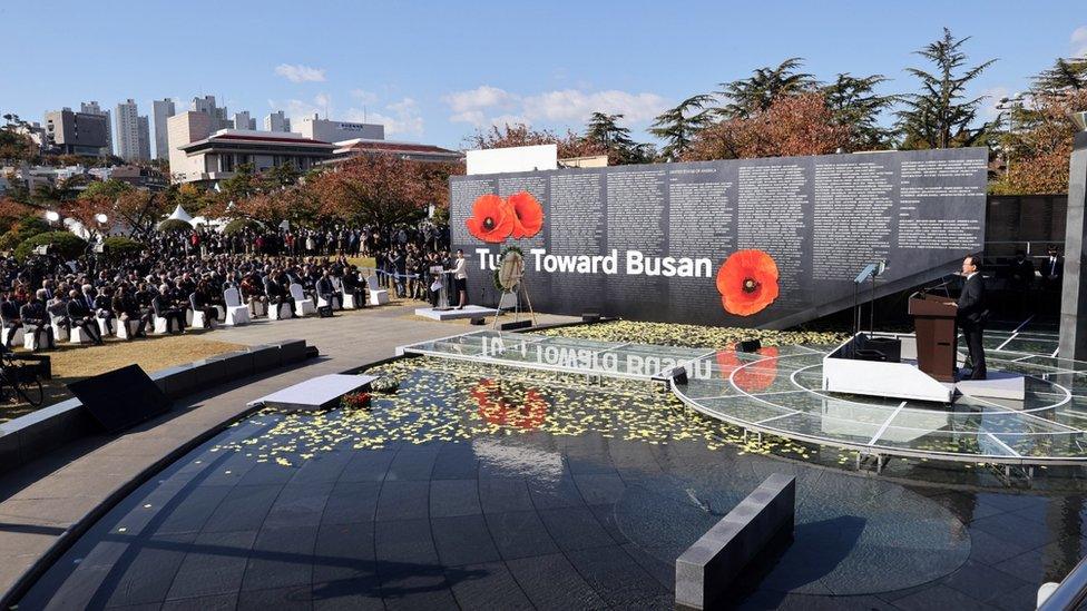 The remains of three British soldiers found close to where the Battle of Imjin River was fought were laid to rest at a ceremony in South Korea on Remembrance Day