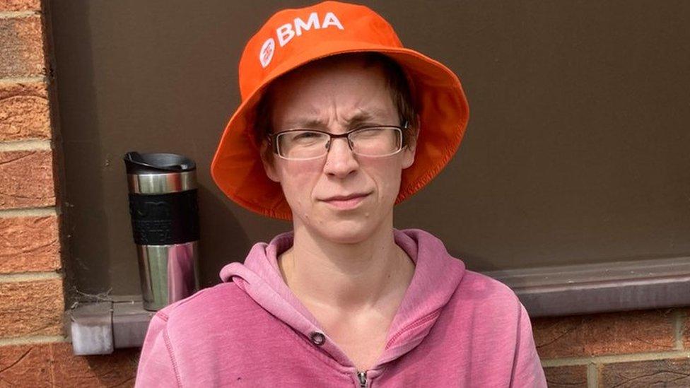 Nicola Pugh a doctors on a picket line in Northampton