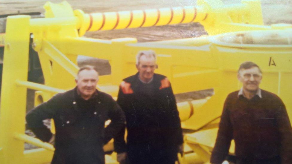 Harry on the left with workmates at George Brown & Sons