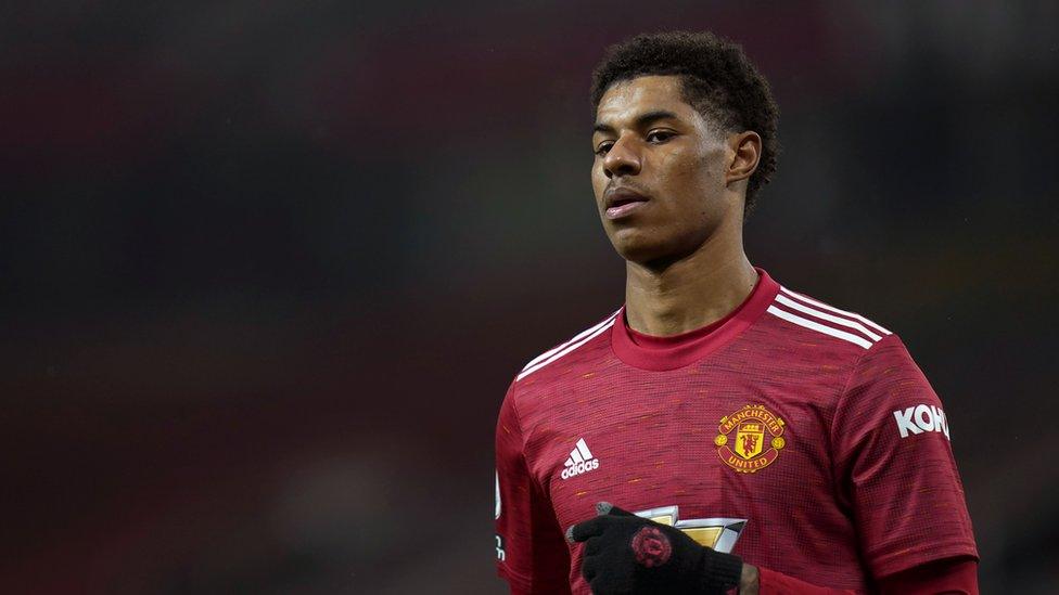 Marcus Rashford playing for Manchester United