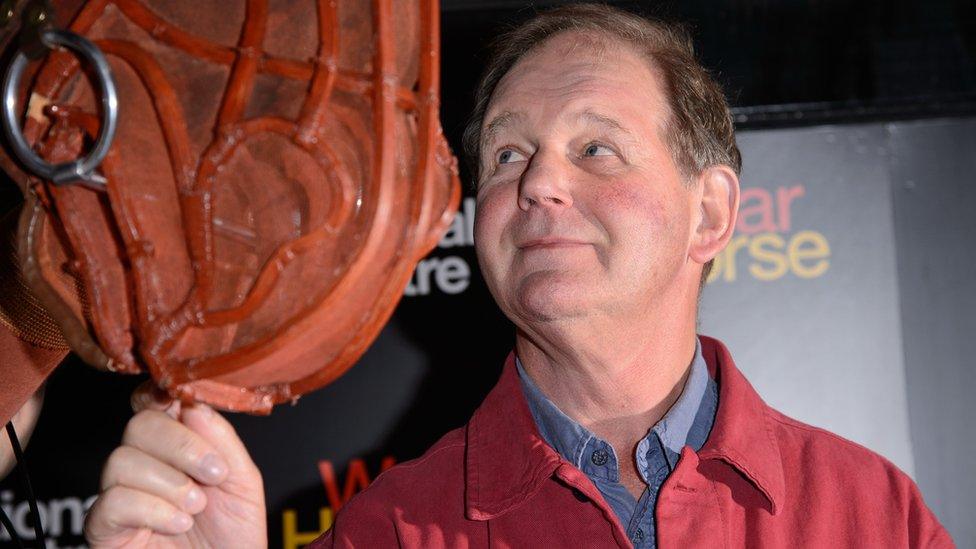 Michael Morpurgo with War Horse puppet