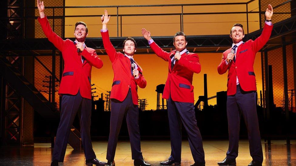 Declan Egan, Matt Corner, Simon Bailey and Matt Hunt in the London production of Jersey Boys