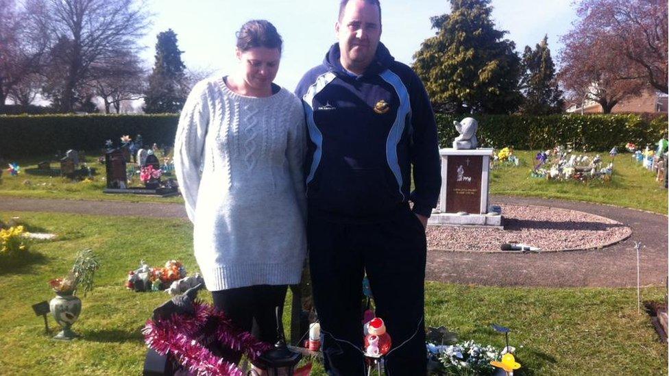 Jenny and Ashley Bonsall at the crematorium