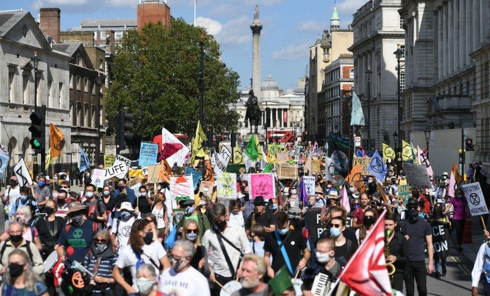 XR protesters in Whitehall