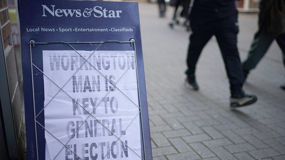 "Workington man is key to general election" poster board