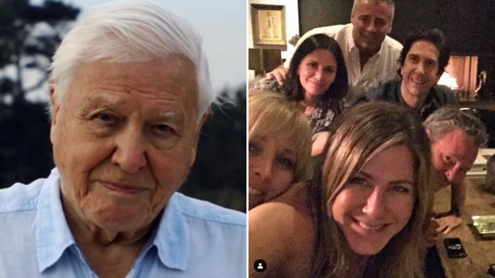 Sir David Attenborough and Jennifer Aniston on Instagram