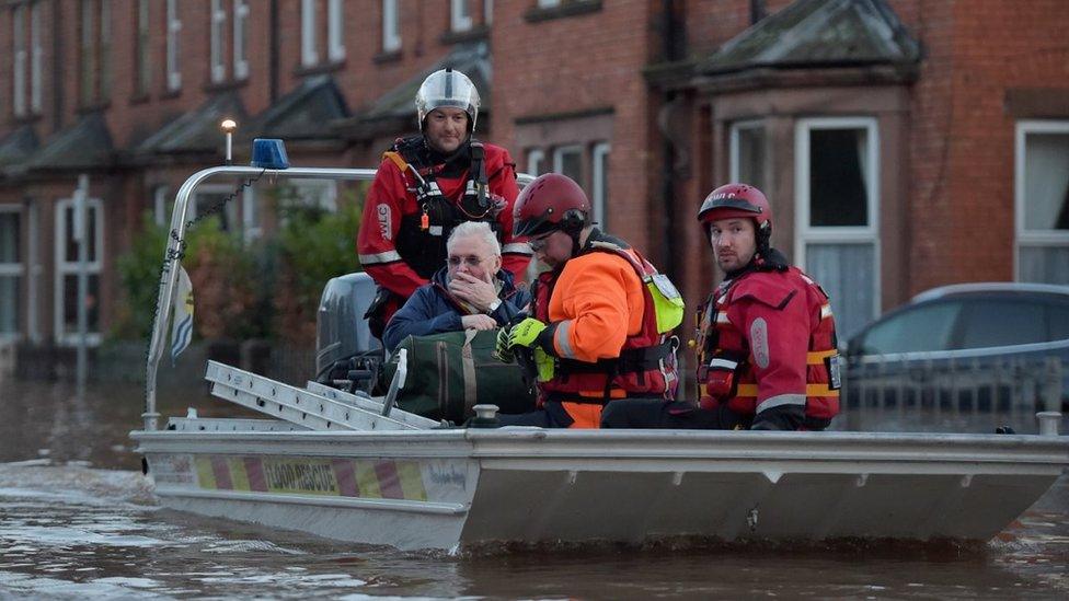 Rescuers in boat