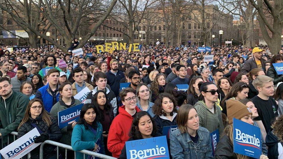 Supporters at a Bernie Michigan rally