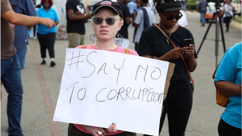 Woman protesting