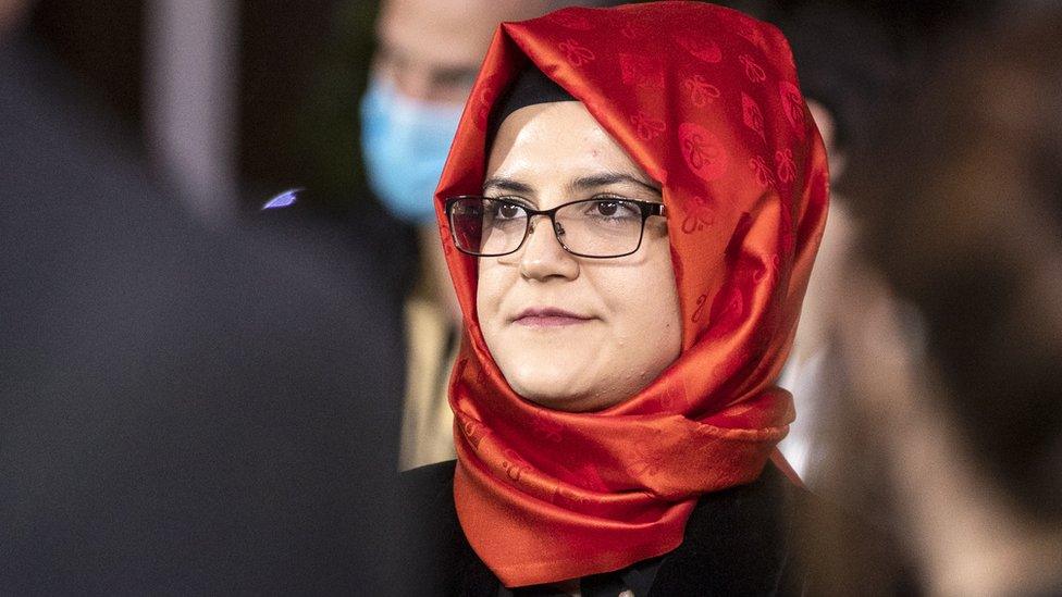 Hatice Cengiz, the fiancee of slain Saudi journalist Jamal Khashoggi, poses during the 16th Zurich Film Festival (ZFF) in Zurich, Switzerland, 02 October 2020.