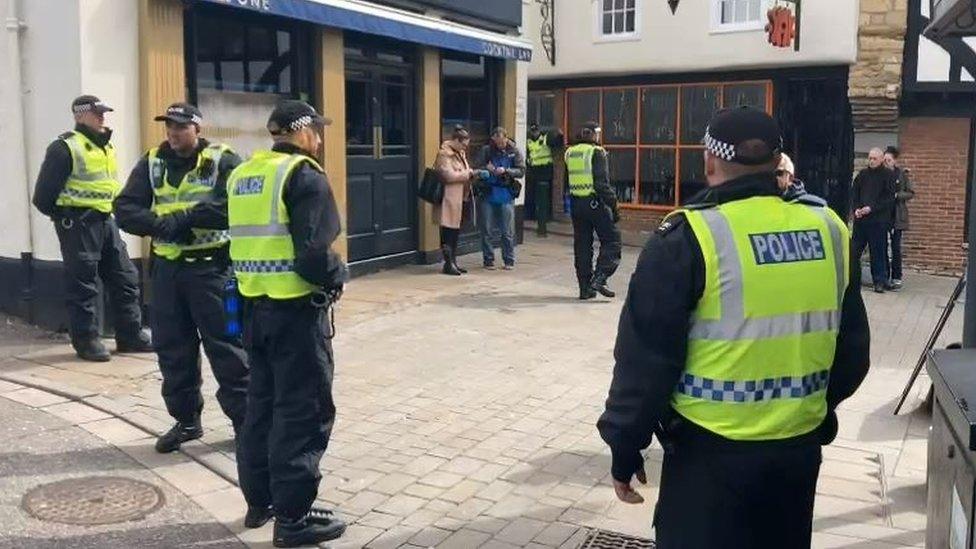 Police officers in Lincoln city centre